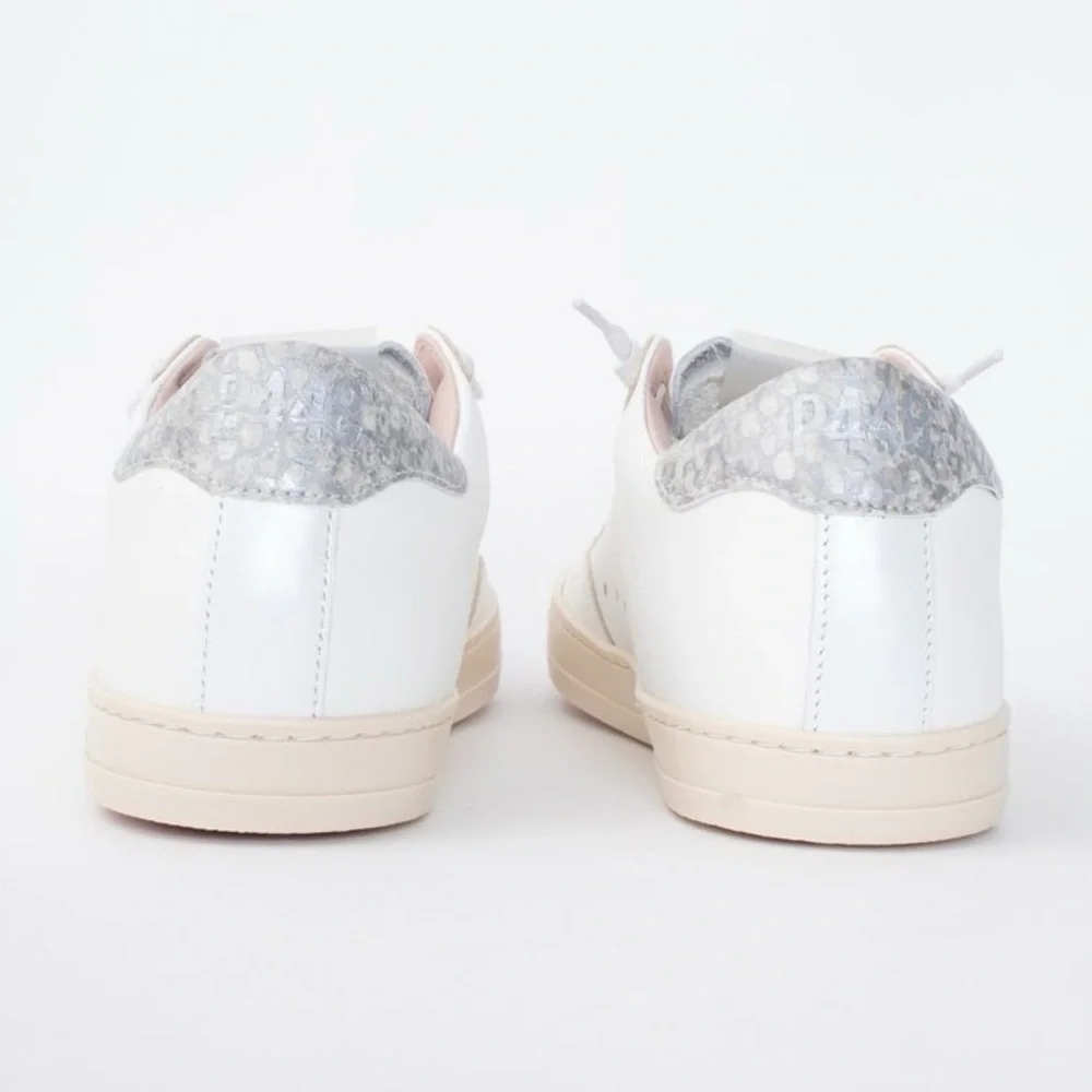 P448 John Silver White Sneakers with Pink Soles & Gray Laces - Size 37 - Picture 4 of 16